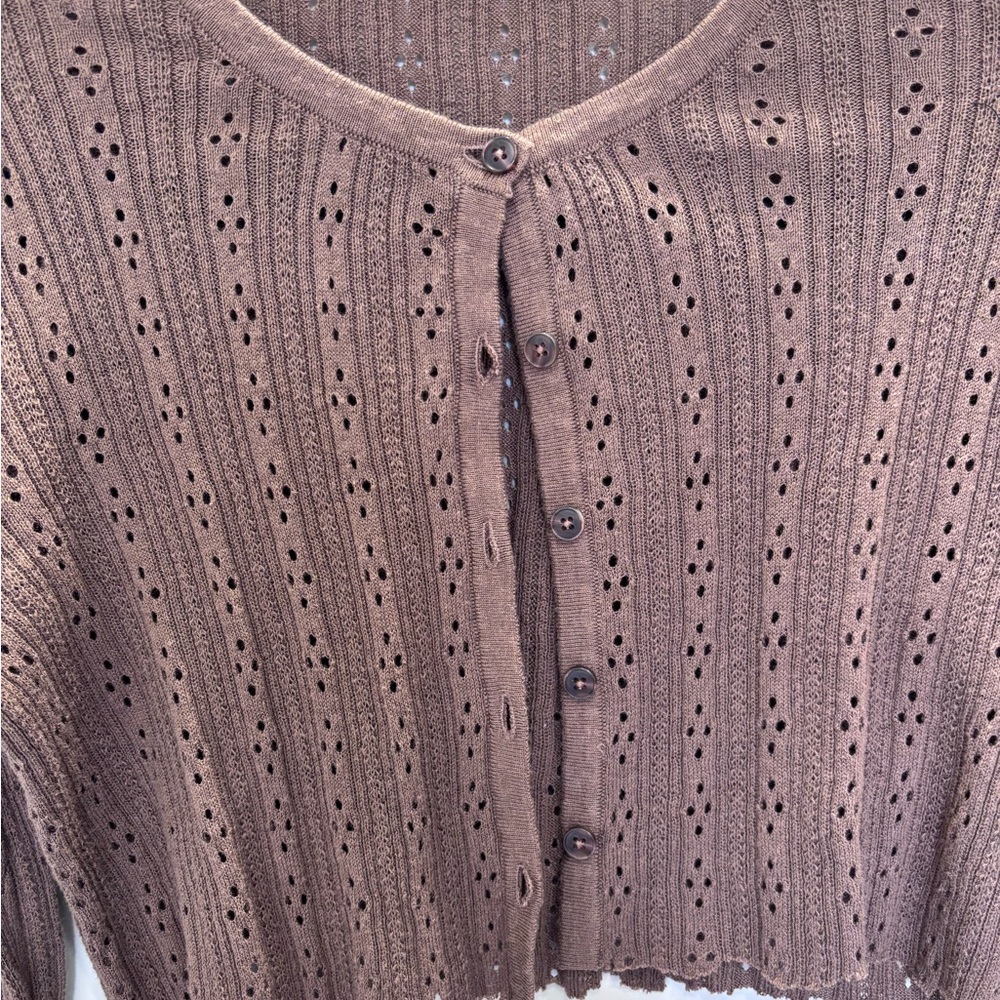 Brandy Melville Eyelet Cardigan John Galt SZ S Balletcore Coquette - Picture 3 of 5